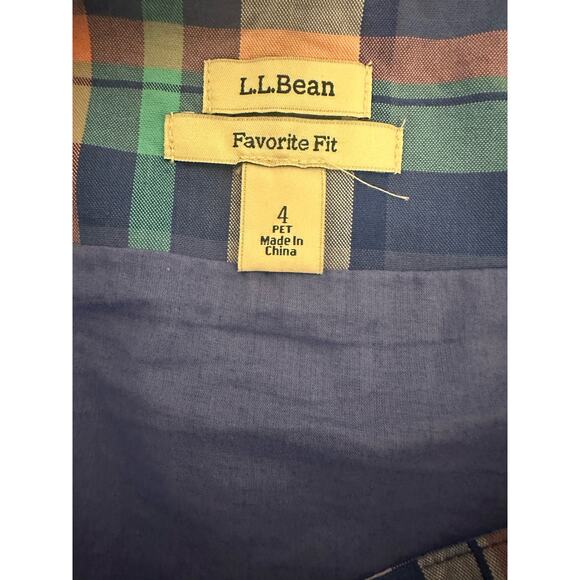 LL Bean Blue Plaid Skirt Short Pencil Favorite Fit Preppy Striped Size 4 petite - Picture 6 of 8